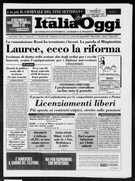 Italia oggi : quotidiano di economia finanza e politica